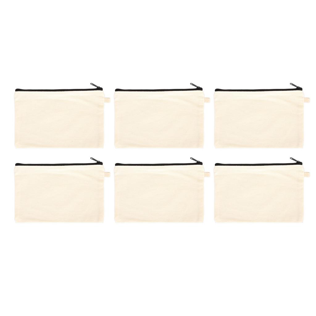 10PCS Canvas Cosmetic Bag with Black Lanyard Portable Multipurpose Blank DIY Craft Bag for Travel