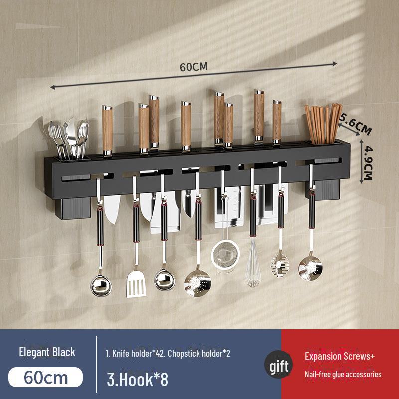 Stainless Steel Wall-Mounted Knife Holder & Chopstick Tube