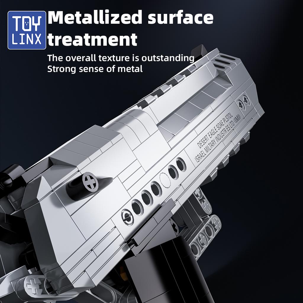 Waffenbaustein 375 Teile Set Pistole Schießbar Militärisches Bauspielzeug als Halloween-Geschenk für Kinder und Erwachsene.