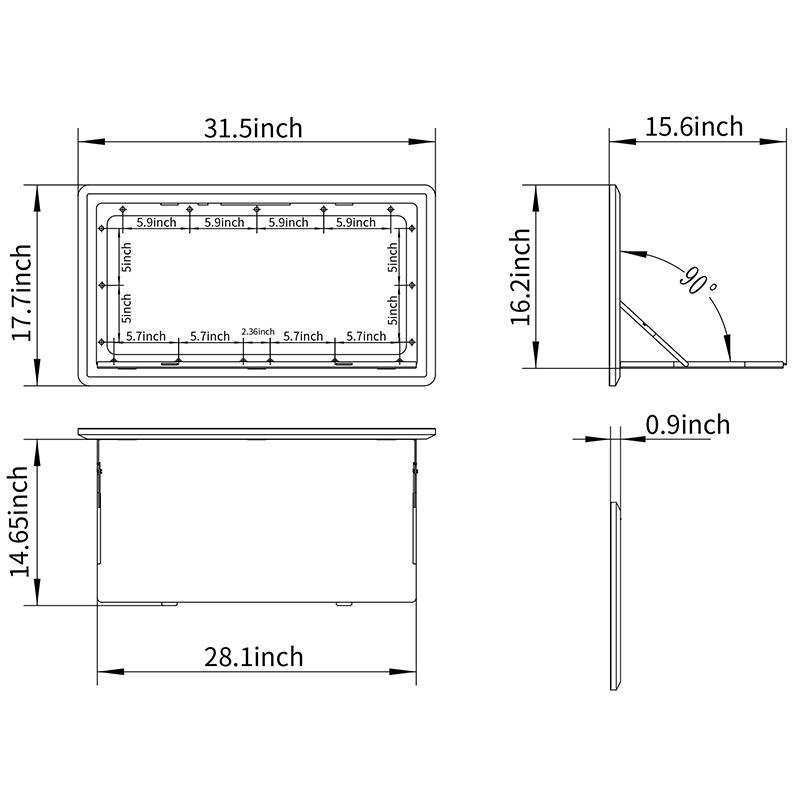 RV Outdoor Lighted Folding Plastic External tilt Dining Table Shelf With lock apply to motorhome caravan accessories
