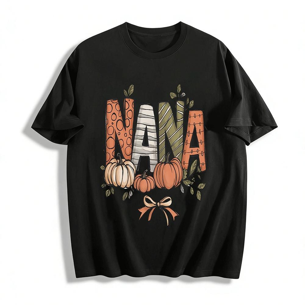 

Fall Pumpkin NANA Print Casual Top Pure cotton T-shirt XXS