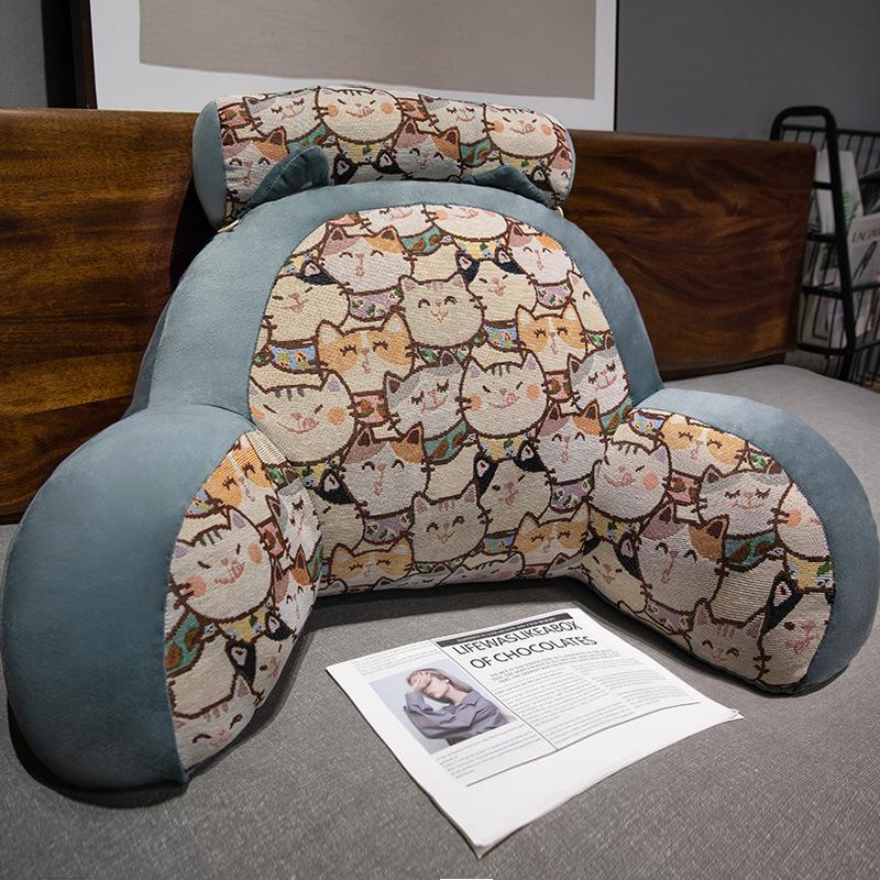 Retro Printed Headboard Cushion Plump Filling Soft Waist Protection Mats Large Backrest Sofa Hug Pillow Home Bedroom Study Office Reading Pillow