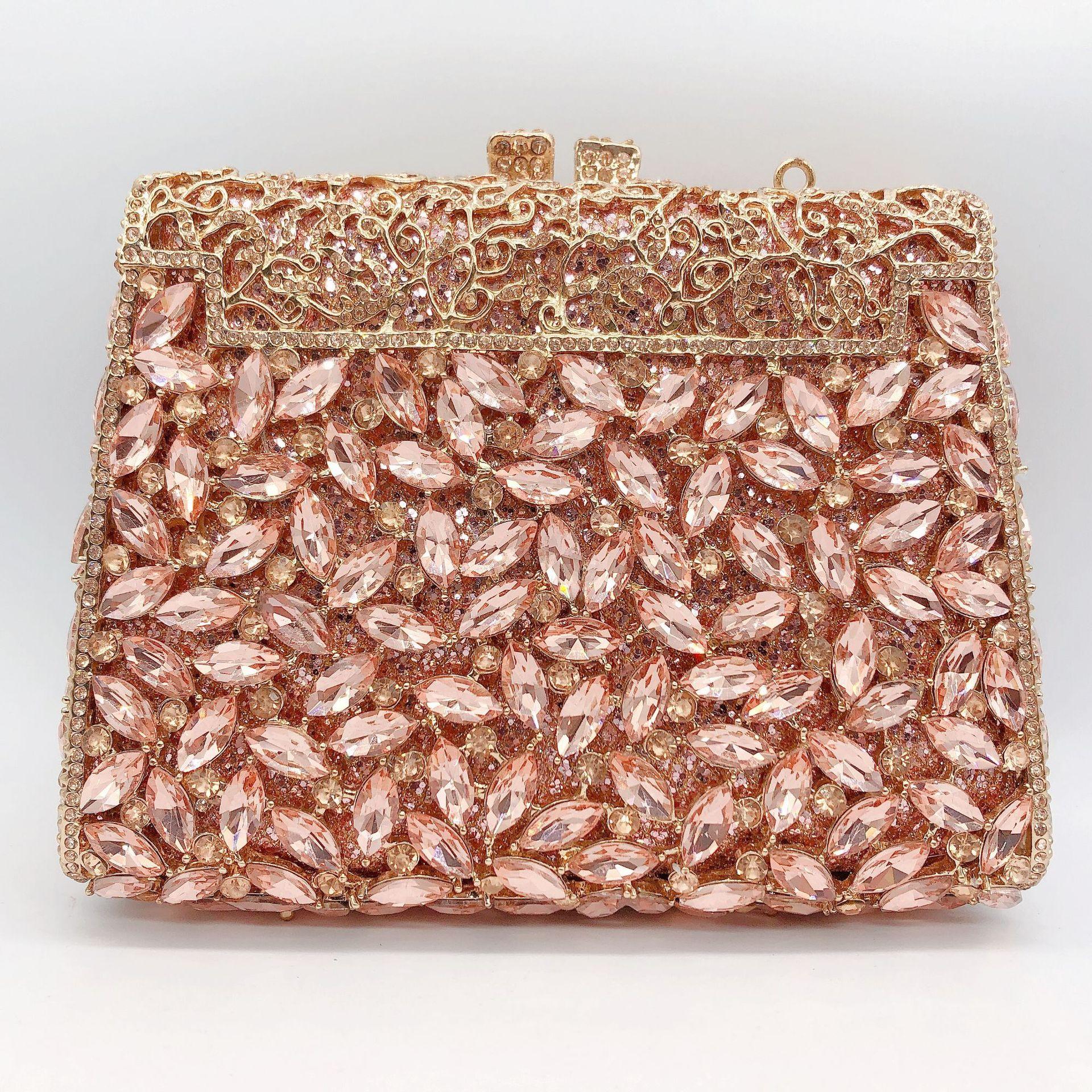 

Glass rhinestone bag Hollow metal diamond-encrusted dinner bag Banquet clutch bag