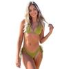 Sexy Women Thong Solid Color Bikini Set Side Halter Tie Swimsuit Ladies Split Strap Adjustable Brazilian Swimwear Beachwear