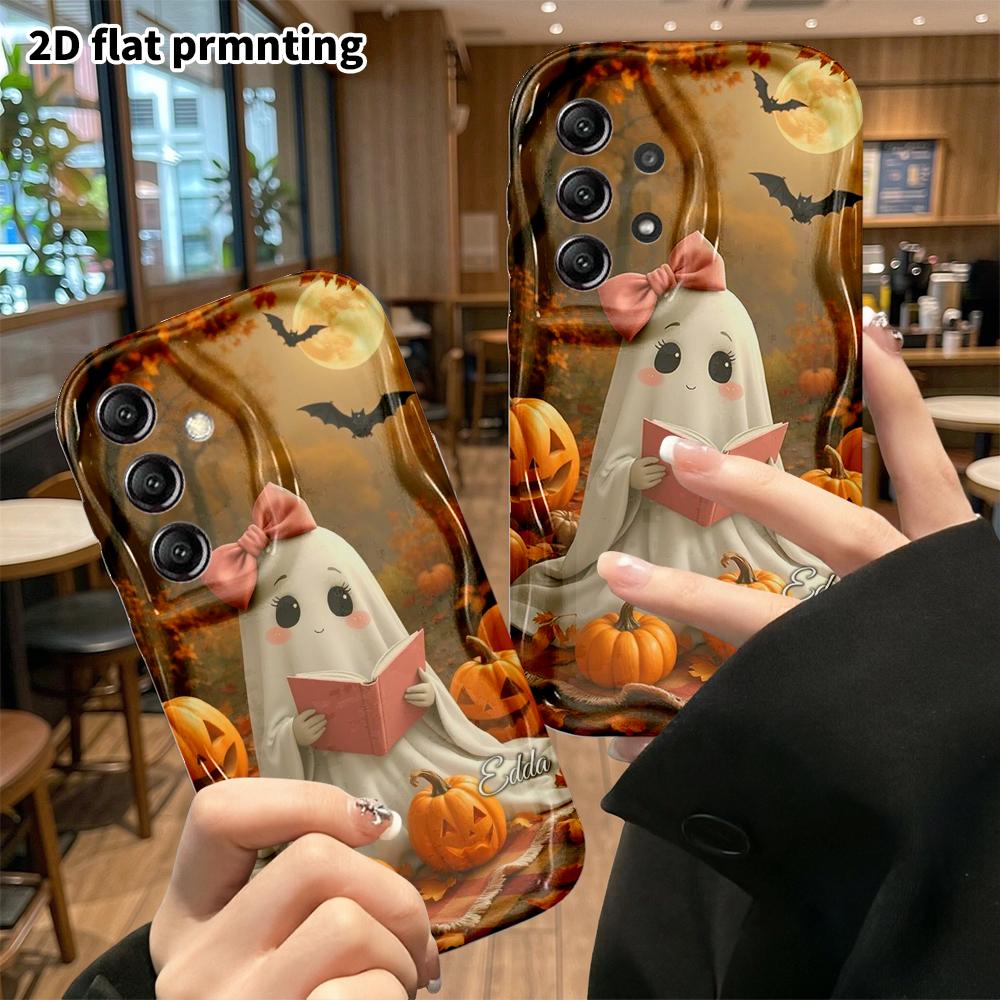 Phone case: 2D flat, compatible with Samsung Galaxy A34 A35 M05 M06 S20 S22 S21 FE Plus 5G protective cases, little white ghost, perfect Christmas and