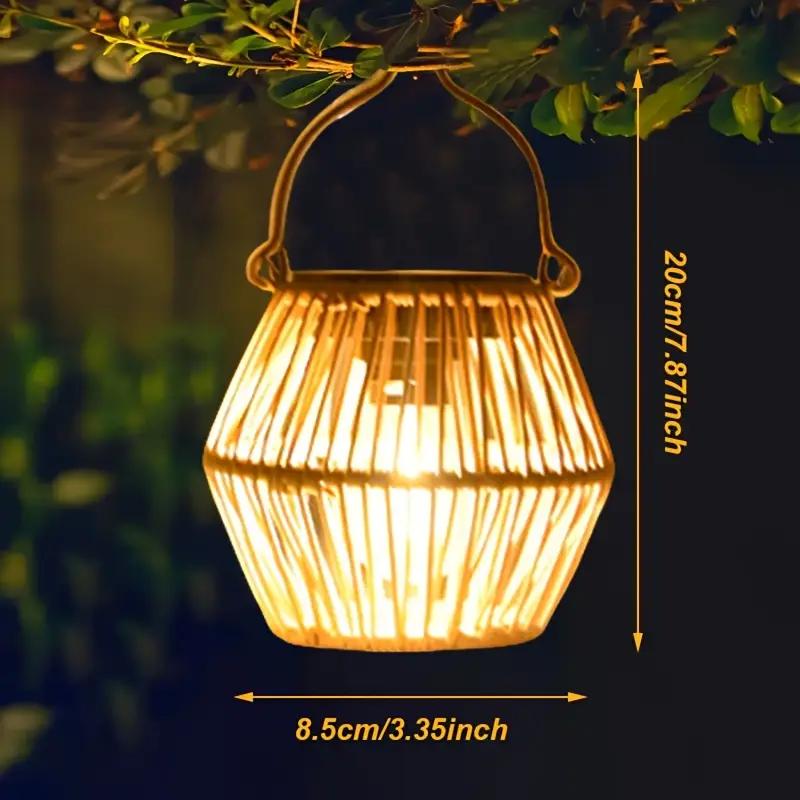Solar Hand Woven Bamboo and Rattan Pendant Light,for Decorative Lighting In Courtyards Garden,solar Outdoor Garden Pendant Light
