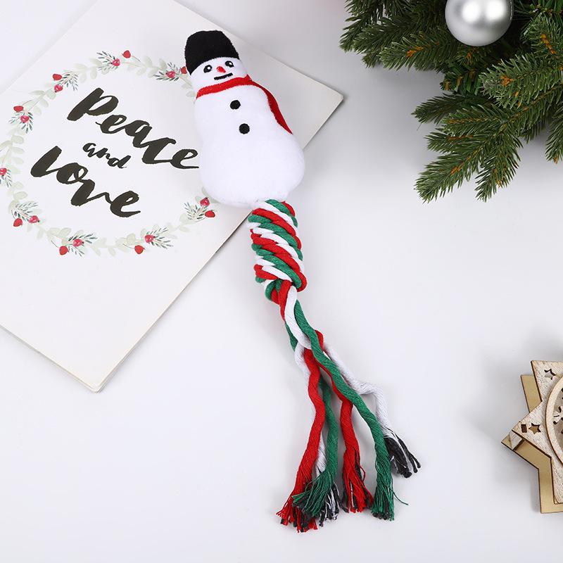 Haustier Weihnachtsbedarf, Hundespielzeug, Zahnungs- und Reinigungsseile, Geknotete Baumwollseilspielzeuge, Niedliche Cartoon-Kauspielzeuge
