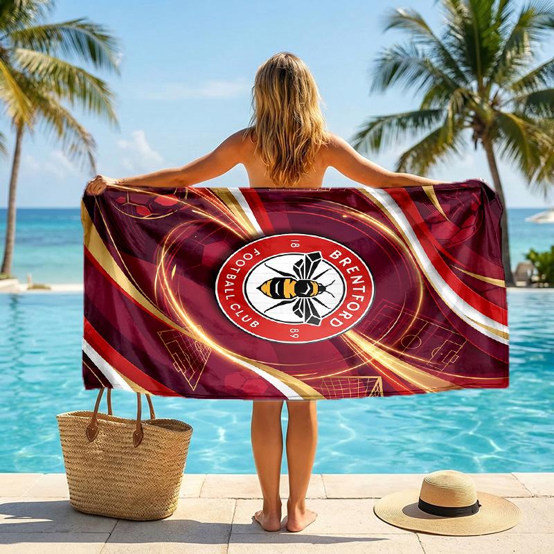 Brentford Football Beach Towel Soft Microfiber Summer Towel Quick Dry Absorbent Towel for Beach Swimming Pool Travel