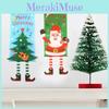 Colorful Christmas Decorations Fabric Wall Banner Showcasing Santa Elf And Tree