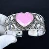 Pink Chalcedony Heart Gemstone Bracelet, Bangle Adjustable Bracelet, 925 Sterling Silver Jewelry, Engagement Gift, Pink Chalcedony Bracelet Gift