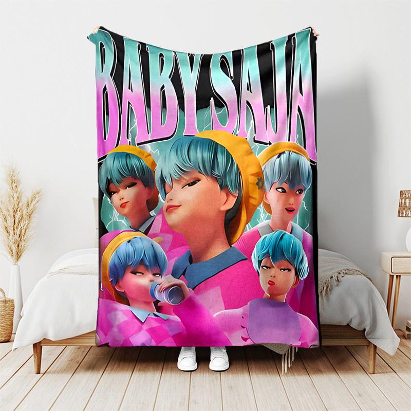 1pc Blanket K-Pop Demon Hunters Print Design, Lightweight Blanket for Sofa, Bed- Soft &Warm, Gift for All Seasons like Christmas, Halloween