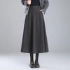 Woolen Skirt Women's Autumn Winter New Style Small Person Control High Waist Slimming Mid-length A-line Skirt
