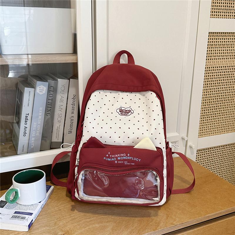 

Рюкзак большой вместимости для старшеклассников, женский, кампусный, с цветным контрастом красный