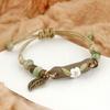 Fashion Women Flower Leaf Porcelain Charm Woven Bracelet Adjustable Jewelry Gift