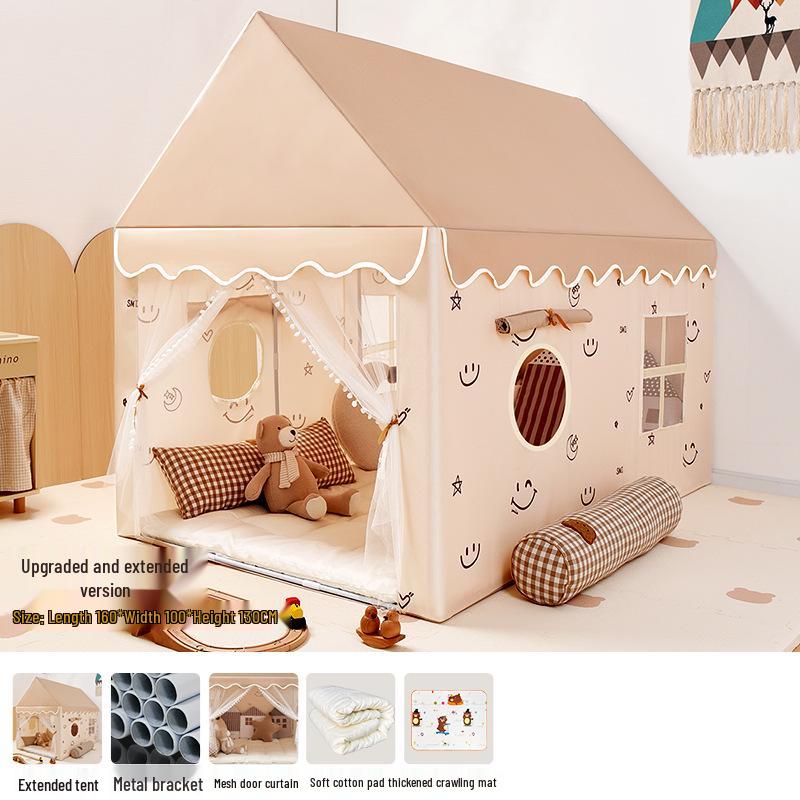 Children's Extra Long Indoor Princess Castle Tent with Mosquito Net