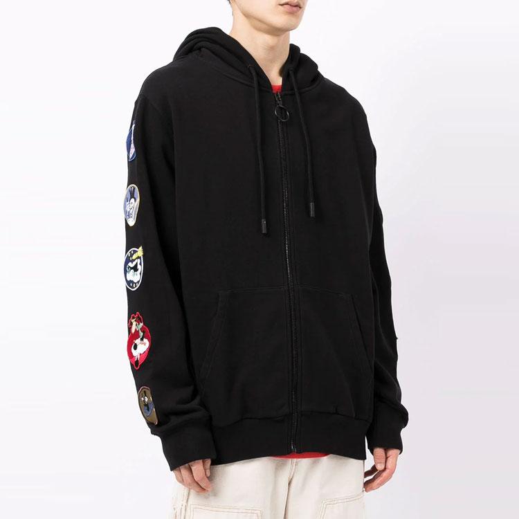 Off-White Back Arrow Badge Zip-Up Hoodie Men Outerwear Black OMBB030G20FLE0011000