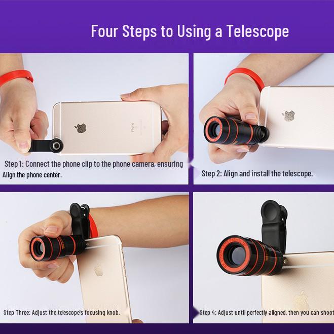 8×18 HD Telephoto Lens for Mobile Phones: Universal Clip-On Attachment