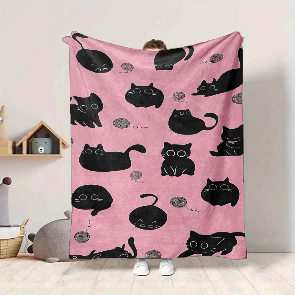 1pc Cat Yarn Lightweight Flannel Blanket, Comfortable and Warm Blanket, for Office and Camping Sofa Bed, Livingroom028