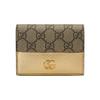 GG Marmont Double G Logo Snap Closure Canvas And Leather Card Holder Women Card Holder Gold Brown 658610-AABGY-8658