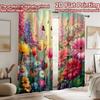 2D flat printing 2pcs Curtain Colorful Butterfly Flower Garden Digital Printed Polyester Drapes Festive Wall Decor Use for