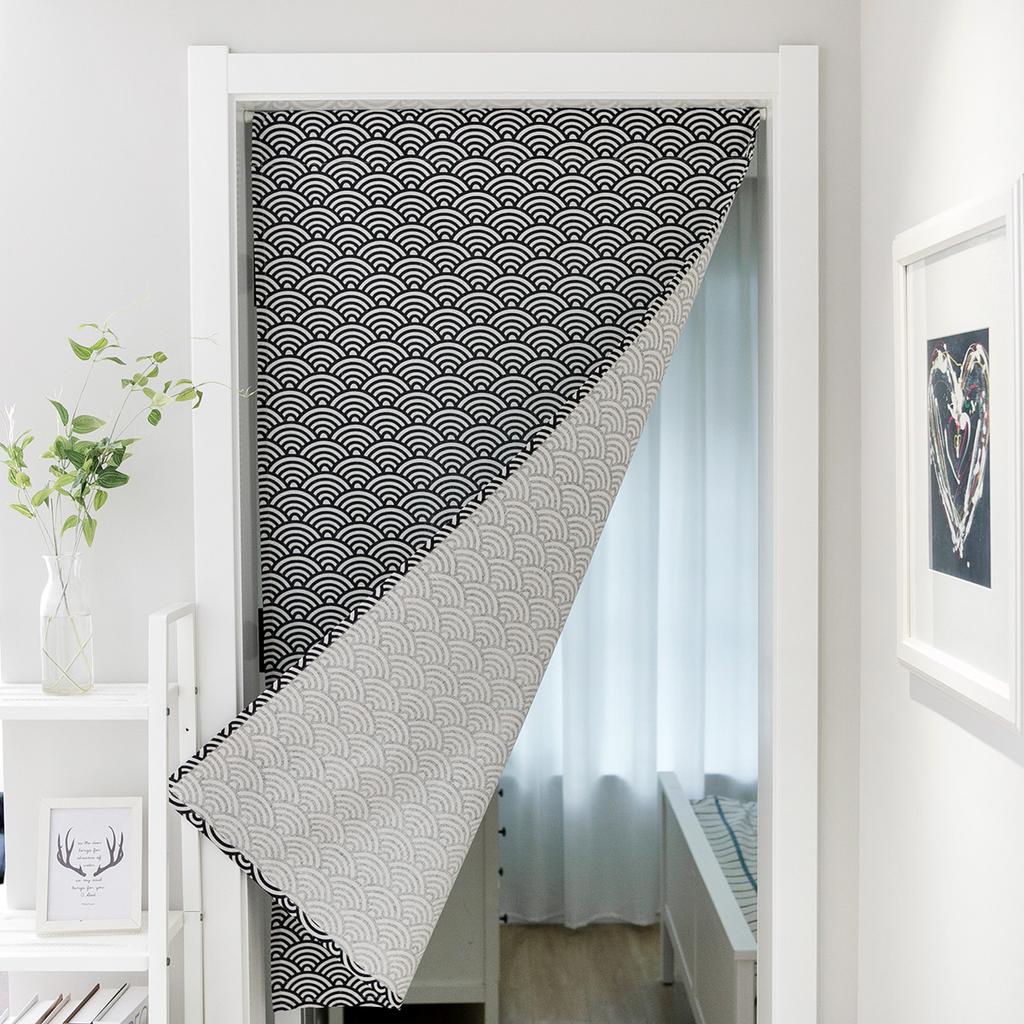 Khaki Geometric American Door Curtain Hanging Curtain Partition Curtain Fabric Feng Shui Curtain Bathroom Half Curtain Does Not Contain Rod