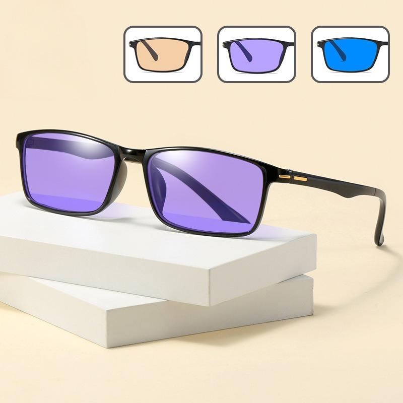 Fashion Men's Blue Light Blocking Glasses with Tea /Blue and Purple Lens Watch Computer for Office Use Mobile Gaming Goggles