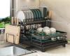 2 Tier Dish Drying Rack, Large Capacity Dish Rack With Draining Board, Double Layer Detachable Dish Storage Organizer For Dishes
