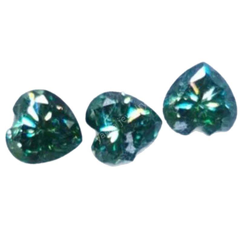 Emerald Green Heart-Shaped Radiant Moissanite Gemstone 0.5ct
