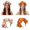 Realistic Fabric Flower Hairhoop for Women Girl Theme Party Headband Mexico Ethnic Headpiece Wedding Bride Hairband