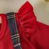 Baby Girls 0-2 Years Infant Long Sleeve Red Romper Plaid Skirt Headband Clothing