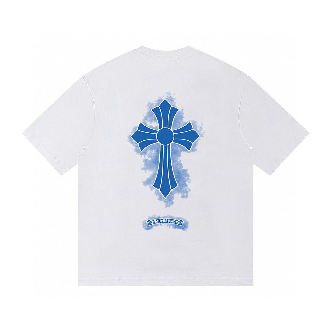 Chrome Hearts T05  Zomer Nieuw Hoge Kwaliteit Katoen Ronde Hals Los Grote Maat Heren en Dames T-shirt Koppel T-shirt XL wit