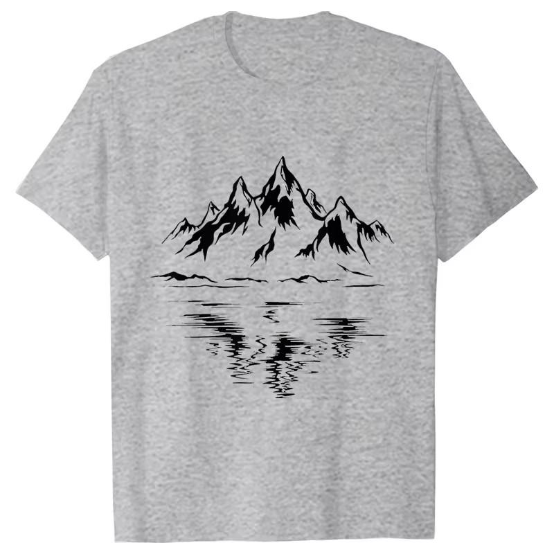 XXS-6XL Plus Size Men's T-shirt Pullover Summer Casual Loose Mountain Peak Pattern Round Neck Short Sleeved Men's Tops Clothing