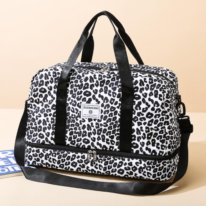 Borsa da Viaggio Stampata alla Moda Borsa da Viaggio di Grande Capacità Borse per Viaggi a Breve Distanza Stampa Leopardata Borse da Donna per il Tempo Libero Borse per la Conservazione delle Vacanze