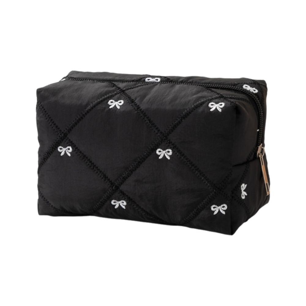 Multifunctional Bow Quilted Makeup Bag Large Capacity Women Wash Pack  Beauty Routine