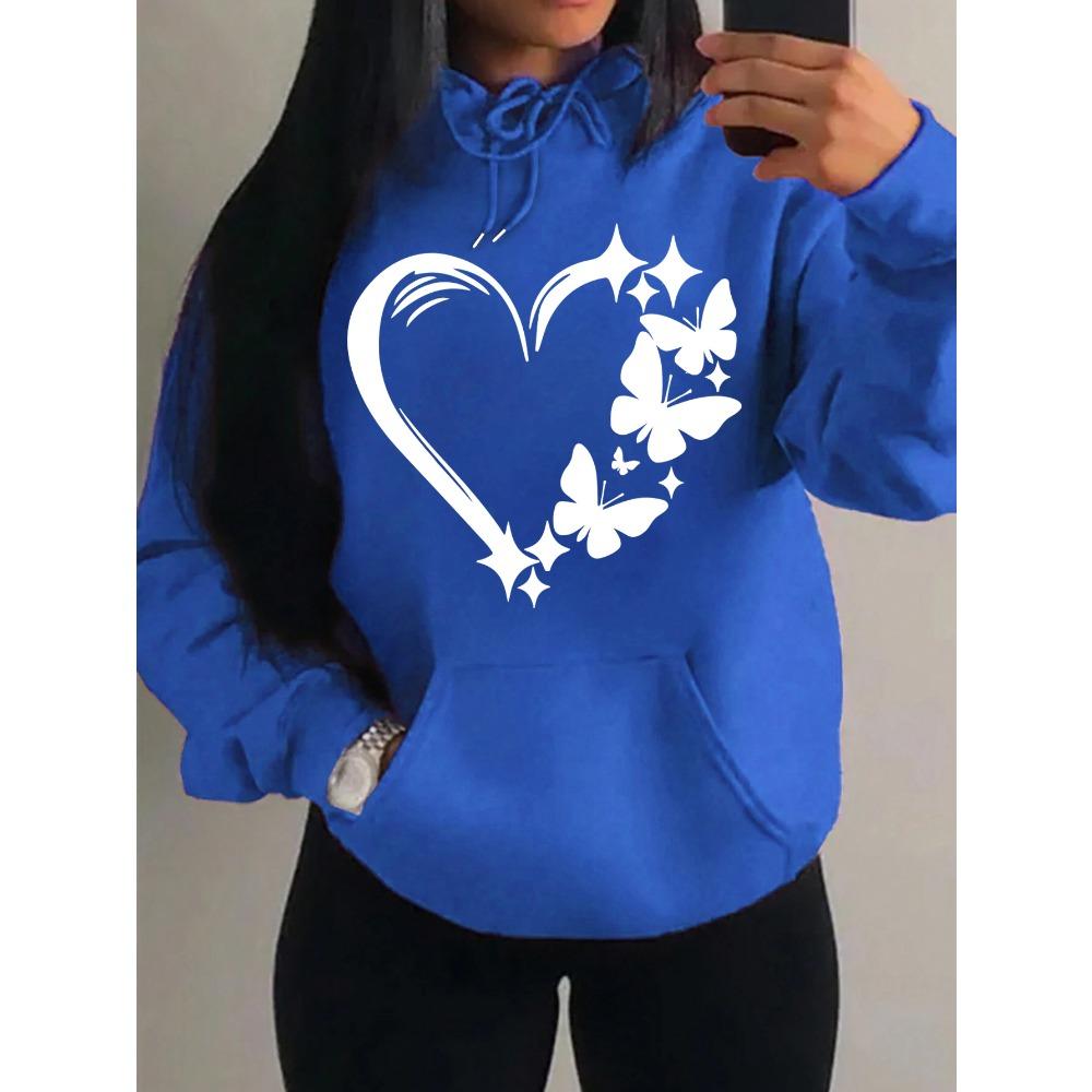 Combination Of Love And Butterfly  Pattern Hoody Women Hip Hop Street Hoodies Trendy Pocket Clothes Vintage Multicolor Hoodie