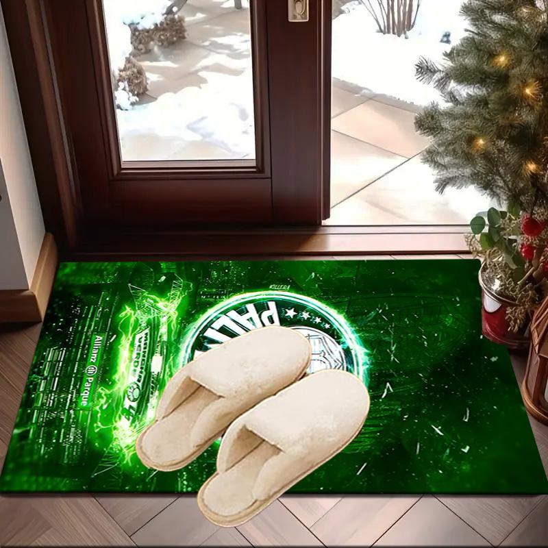 Green And White Passion Printed Area Rug for Office, Chair Rug, Decorative Carpet Floor Mat, Large Size Fan gifts Christmas gifts