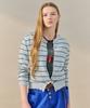 MAXZA Line Stripe Round Neck Knit Cardigan