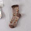 Retro Ethno-Stil Kinder Knöchelsocken, Trendige Sommer- und Frühlings-Leichte Blumen-Kristallseide Frottee-Lange Socken