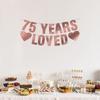 Pre-Strung 75th Birthday Banner - Rose Gold Glitter, Happy 75th Birthday Party Decorations for Women, Cute 75 Year Old Anniversary Decor Bday Sign