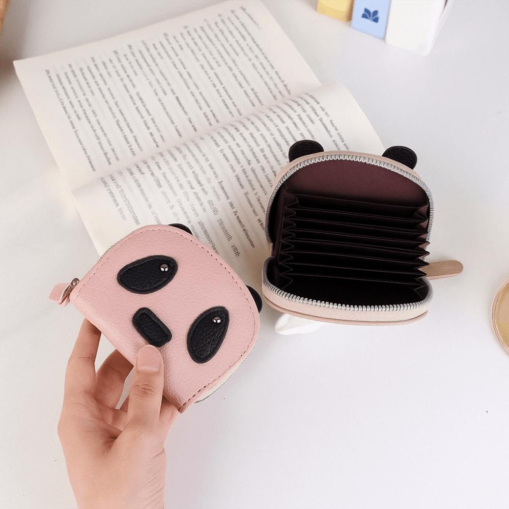 Mini Panda Card Holder Zipper Women Wallet Fashion PU Leather Coin Purse  Women