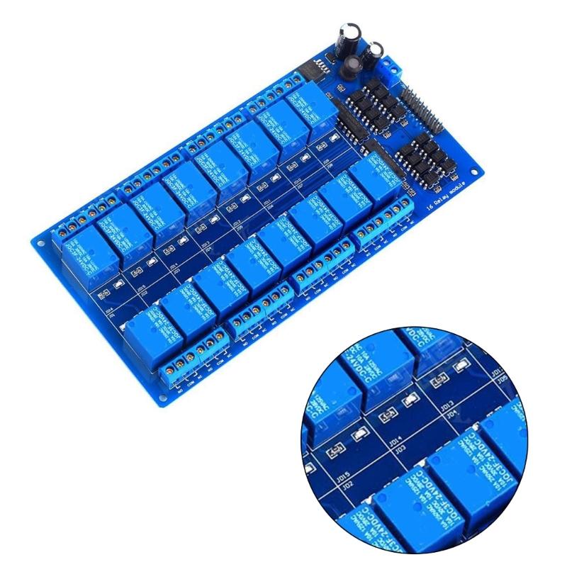 Relays Module Board 16 Channel 24V  Power Supply with Optocoupler Isolation for MCU and PLC