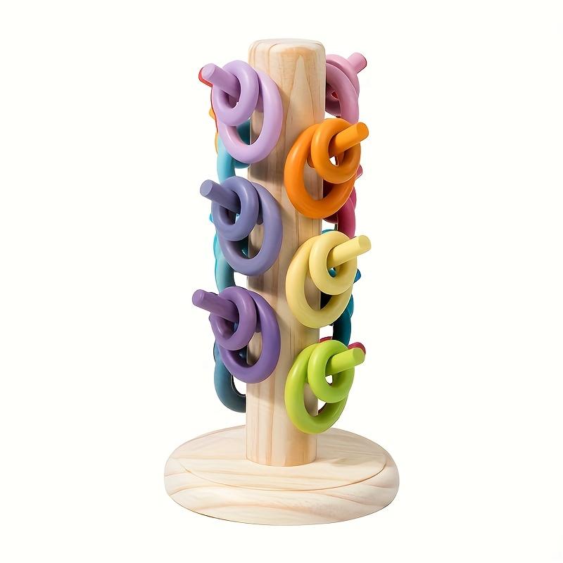 Infant and Toddler Color Sorting Rainbow Macaron Shape Recognition Educational Wooden Toy Home Decor