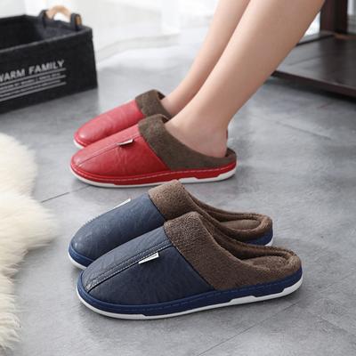 Ανδρικές/Γυναικείες Παντόφλες Σπίτι Χειμερινά Ζεστά Παπούτσια Χονδρής Σόλα Λούτρινα Αδιάβροχα Δερμάτινα Παντόφλες Ανδρικά/Γυναικεία βαμβακερά παπούτσια