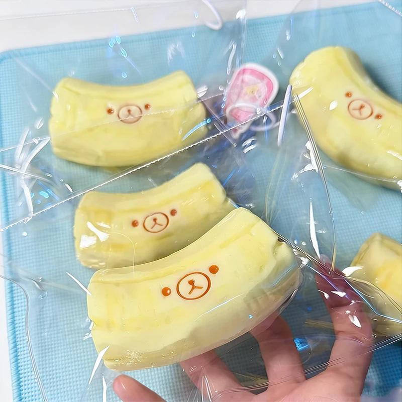 Handmade Squishy With Butter Texture - Banana Bear Shaped Decor To - Food Grade Silicone Safety Material S