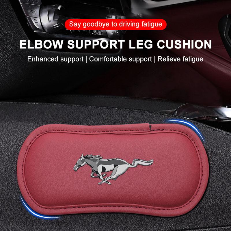 Leather Car Pillow Car Knee Pad Elastic Memory Foam Leg Pad For Ford Focus mk2 mk3 Fiesta mk7 Ranger Mondeo mk4 S-MAX Kuga Mustang