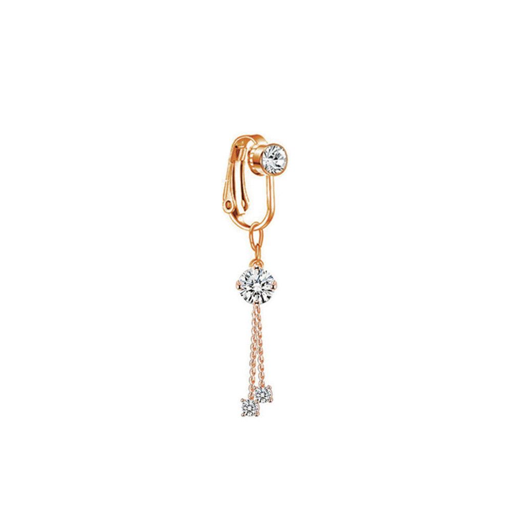 Zircon Cartilage Clip Navel Rings Earring Clip Navel Clip on Body Jewelry Belly Button Rings Fake Belly Rings