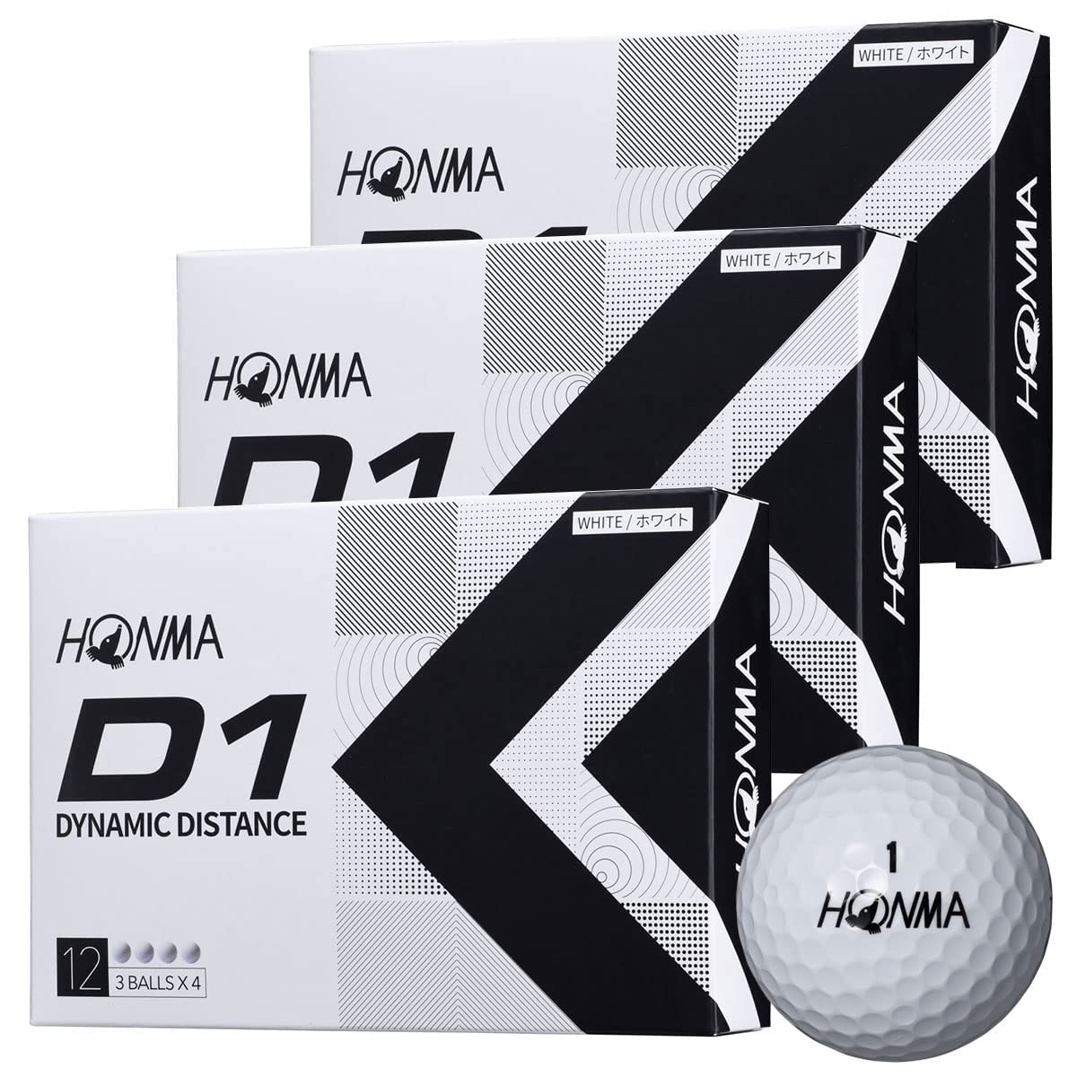 

Мячи для гольфа HONMA D1 2022 Белые BT2201 Набор из 3 дюжин (36 мячей)