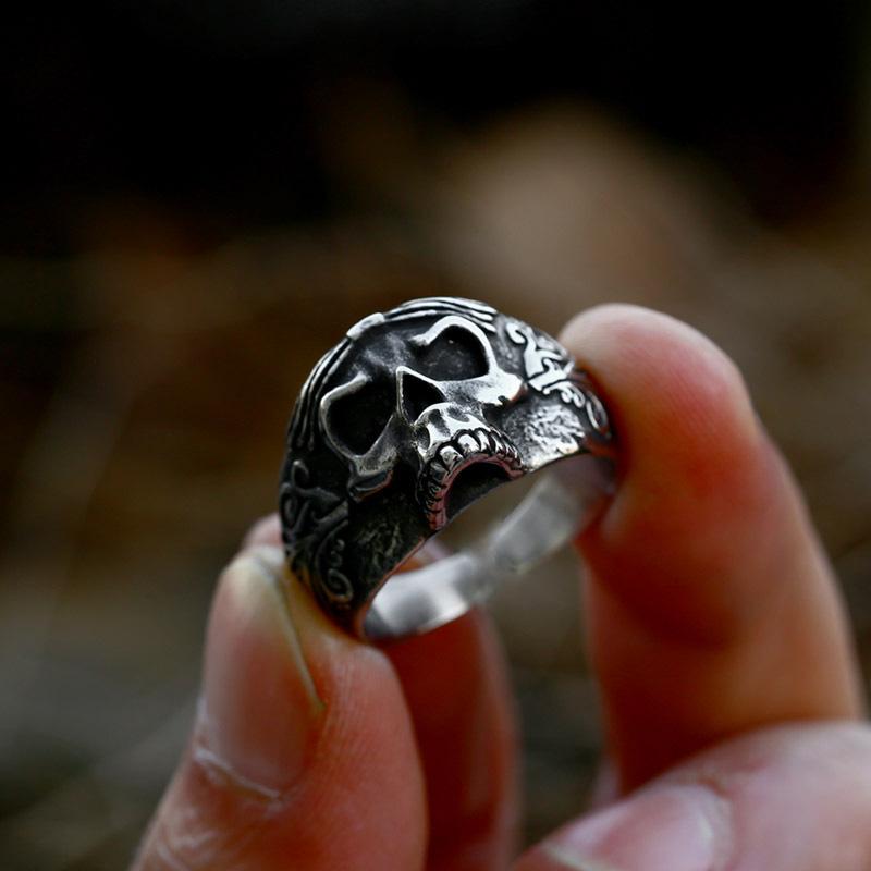 

Retro Carved Santa Muerte Open Ring For Men Punk Gothic Rock Hip Hop Designer Handmade Jewelry Biker Accessories Unisex Gift resizable