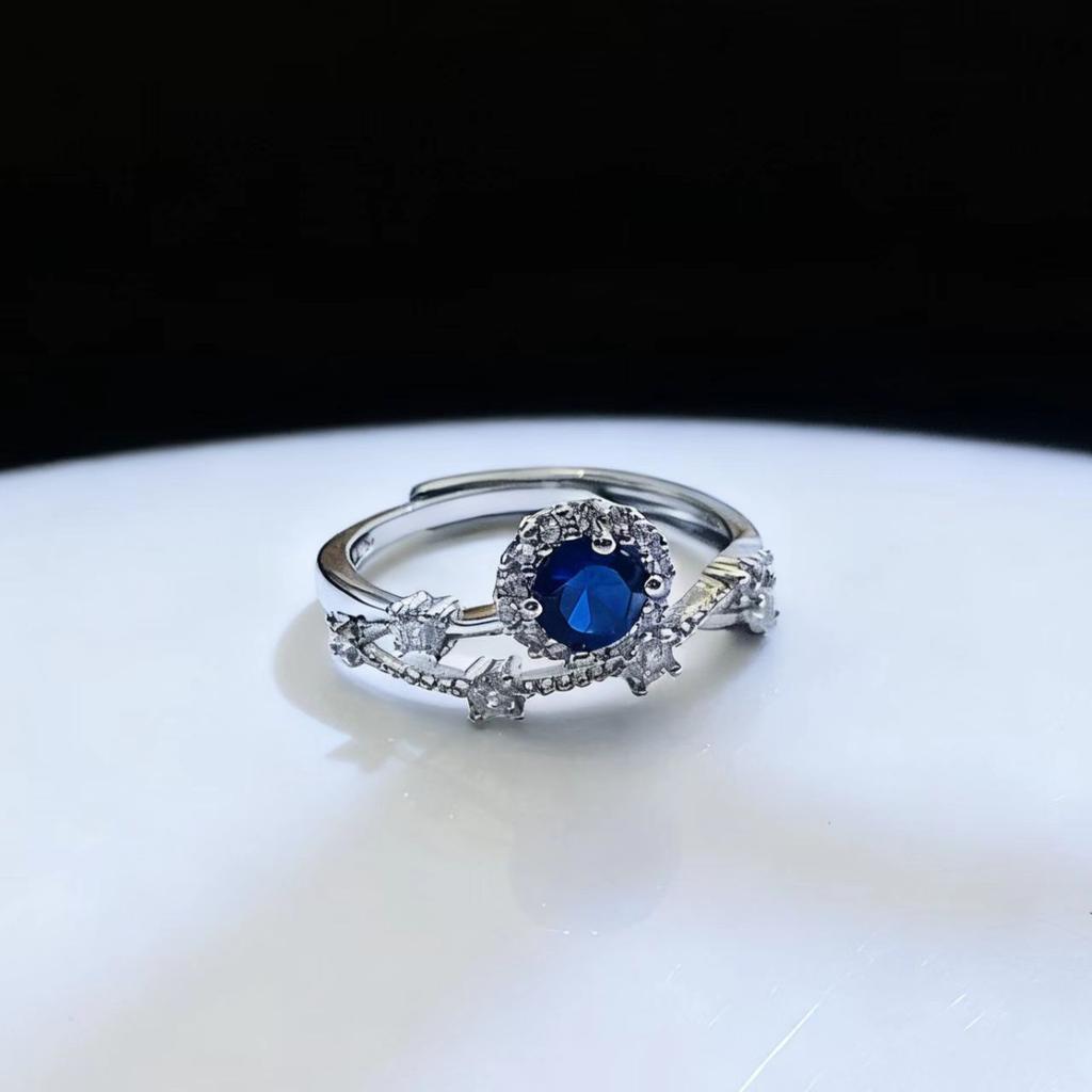 Cultivate Ruby Sapphire Brilliant Star Ring Women's Light Luxury Niche Design Emerald Treasure Ring