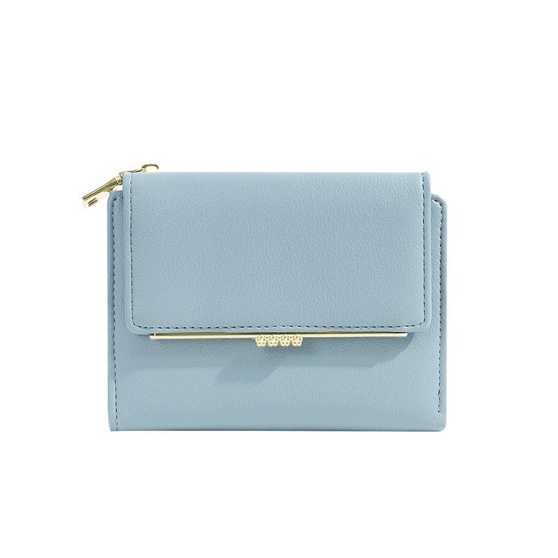 

Короткий кошелек, женская новая модель, г-жа. Складная сумка для мелочи Xia, сумка для студенческого билета, контрастный цвет и водонепроницаемая функция синий